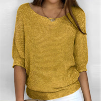 Leonie - Moderner Pullover mit Rundhalsausschnitt – Gelb