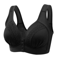 Bella Atmungsaktiver Baumwoll-BH mit Knöpfen vorne - Heute 1 + 1 gratis! – Schwarz