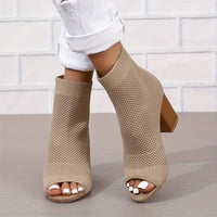 Frieda -  Atmungsaktiver Strickstoff Elegante High Heels für Frauen – Khaki