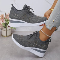 Elena | Funkelnde Damen-Sneakers modern & cozy – Grau