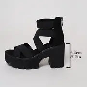 Dana - Schwarze Plateausandalen für Frauen – Schwarz