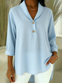Sofie | Modische Bluse Damen V-Ausschnitt hochwertig – Hellblau