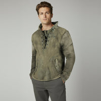 Langarmshirt für Herren mit Schnürung im Vintage-Look – Grün