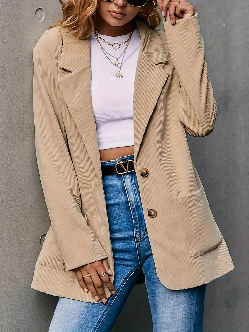 Shinelle | Klassischer Kordblazer mit Revers für stilbewusste Frauen