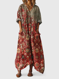 Ketzia – Elegantes Langes Kleid Mit Taschen – Rot