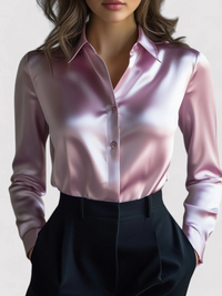 Edles formelles Damenhemd | Langarm – Rosa