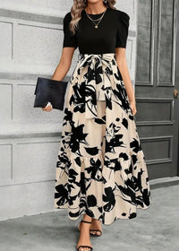 Astrid - Elegantes Maxikleid – Schwarz/Weiß