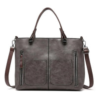 Ilse | Lederschultertasche – Grau