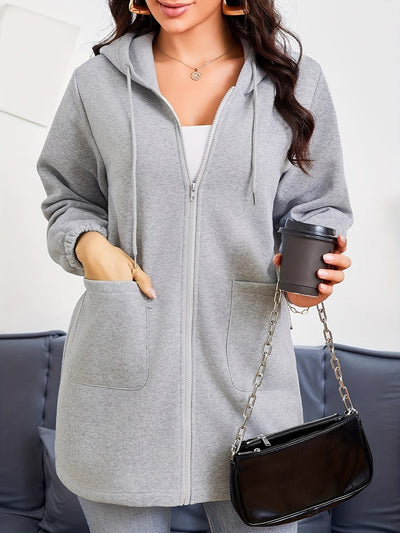 Leyora | Einfarbiger Kapuzenpullover mit Kordelzug und Taschen