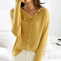 Damen Strickjacke mit Knopfleiste | Elegante – Gelb