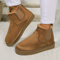 Winterschuhe Damen | Slip-On Stiefel Mit Elastischen Seitenteilen – Khaki