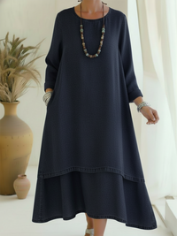 Alena | Elegantes Midi-Kleid mit sanftem Stoff – Marine