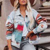 Heidi-Mode | Bunte Jeansjacke mit Muster – Blau