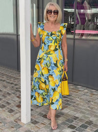 Fischer & Wagner | Limone – Sommerkleid mit Zitronenprint – Blau und Gelb