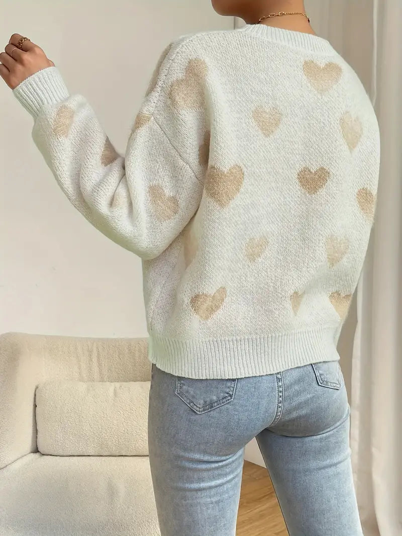 Cliamara | Charmanter Pullover mit Herzmuster und Schultern