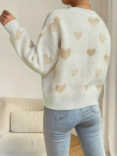 Cliamara | Charmanter Pullover mit Herzmuster und Schultern