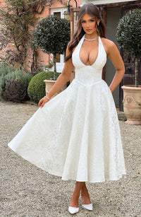 Esmeralda | Elegantes Midikleid – Weiß