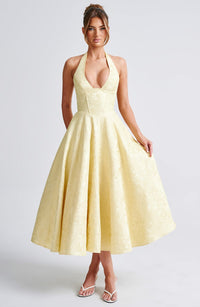 Ara | Midi Kleid mit Neckholder-Ausschnitt – Gelb