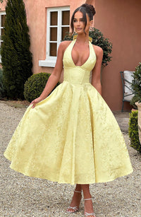 Esmeralda | Elegantes Midikleid – Gelb