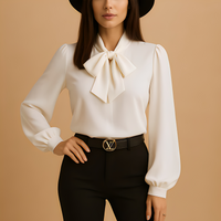 Blainne - Elegant gestaltete Damenbluse mit Schleifendetail – Weiß