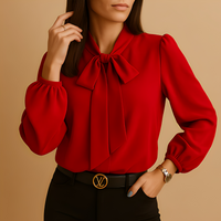 Blainne - Elegant gestaltete Damenbluse mit Schleifendetail – Rot