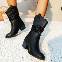 Elegante Damenstiefeletten | Cowboy – Schwarz