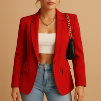 Damenjacke in Blazerausrichtung | Gerade Form – Rot
