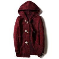 Eleganter Herren-Strickjacke mit Kapuze | Strick – Bordeaux