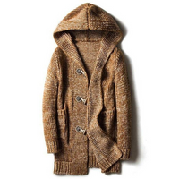 Eleganter Herren-Strickjacke mit Kapuze | Strick – Khaki