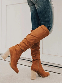 Elegante hochhackige Damen-Kniestiefel | Hohe – Braun