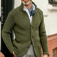 Elegante Vintage-Strickjacke für Herren | Strick – Oliv