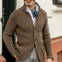 Elegante Vintage-Strickjacke für Herren | Strick – Khaki