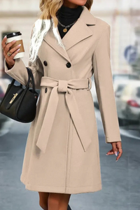 Eleganter doppelreihiger Trenchcoat für Damen | Lang – Aprikose