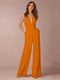 Eleganter Halter-Jumpsuit für Damen | Hochzeitsgäste – Orange