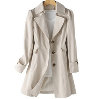 Eleganter Herbst-Trenchcoat für Damen | Lang – Elfenbein