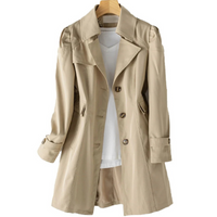 Eleganter Herbst-Trenchcoat für Damen | Lang – Khaki