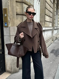 Eleganter Herbstmantel für Damen | Kurz – Braun