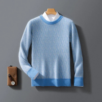 Eleganter Herbstpullover für Herren | Warmer – Azurblau