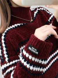 Alina | Moderner Kragenpullover für Wintertage – Rot