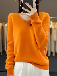 Eleganter Luxus-Pullover für Damen | Warmer – Orange
