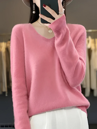 Eleganter Luxus-Pullover für Damen | Warmer – Rosa