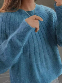 Eleganter weicher Damenpullover | Strick – Blau