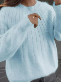 Eleganter weicher Damenpullover | Strick – Hellblau