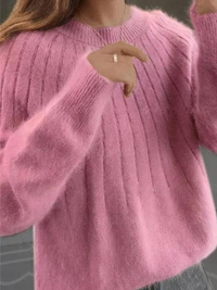 Eleganter weicher Damenpullover | Strick – Rosa