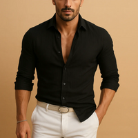 Elegantes atmungsaktives Herrenhemd | Langarm – Schwarz