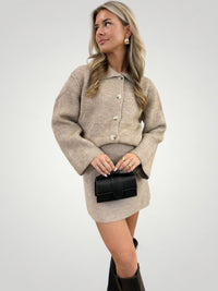 Maren | Elegantes Button-Down-Set mit Rock – Beige