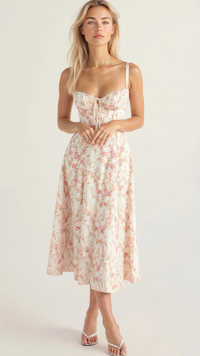 Elegantes Damen Korsett Sommerkleid | Midi – Rosa