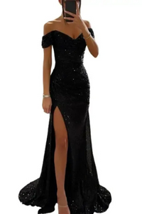 Elegantes Glitzer-Abendkleid für Damen | Maxi – Schwarz