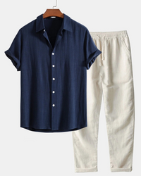 Elegantes Hemd- und Hosenset für Herren | Moderner – Marine