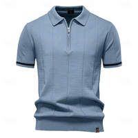 Elegantes Herren-Poloshirt mit Reißverschluss | Kurzarm – Blau